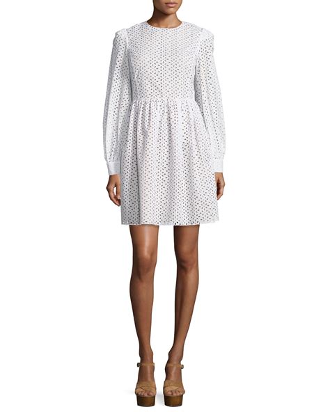 michael michael kors eyelet fit & flare dress|Eyelet Cotton Shirtdress .